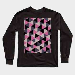 Geometric Pattern in Pink, Purple and Black Long Sleeve T-Shirt